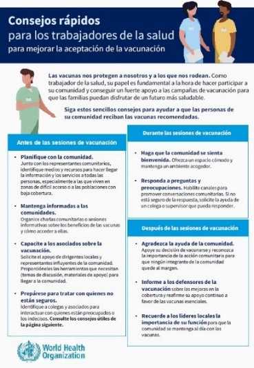 Consejos rápidos para los trabajadores de la salud para mejorar la aceptación de la vacunación